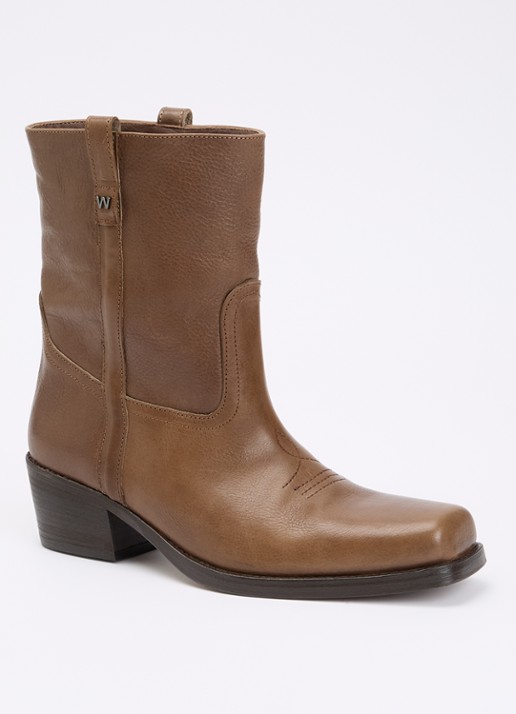 MaxMara Ranch enkellaarsje van leer - voorkant 4 lichtbruin