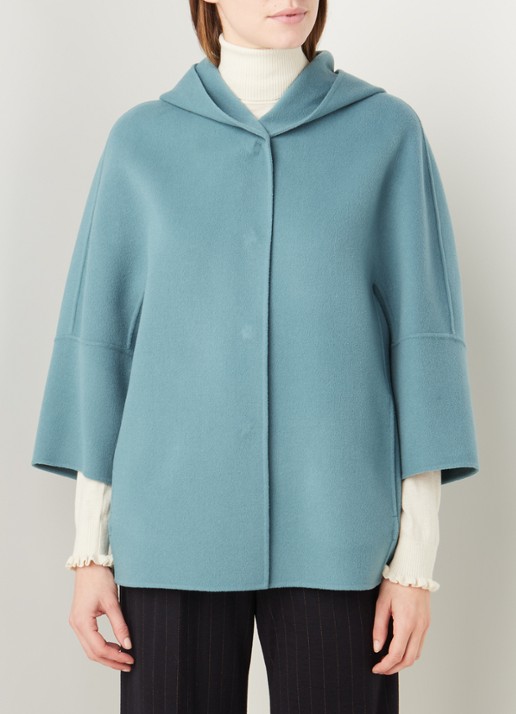 MaxMara Rapace jas van wol met driekwart mouw - detail zeegroen