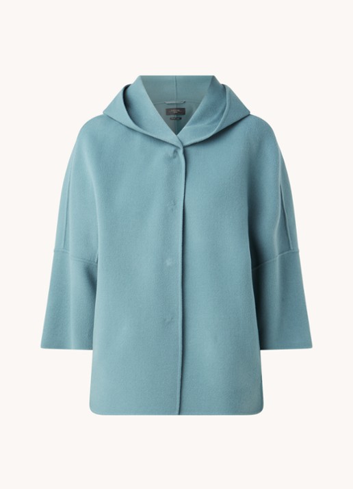 MaxMara Rapace jas van wol met driekwart mouw - voorkant 2 zeegroen