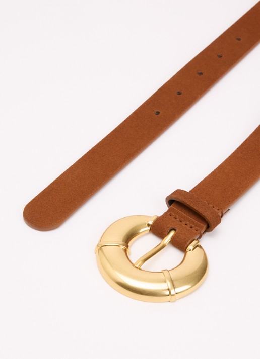 MaxMara Sebino riem van suède  - detail 2 cognac