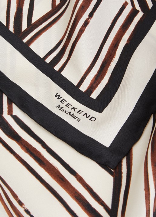 MaxMara Siam sjaal van zijde met bloemenprint 65 x 65 cm - detail 3 bruin