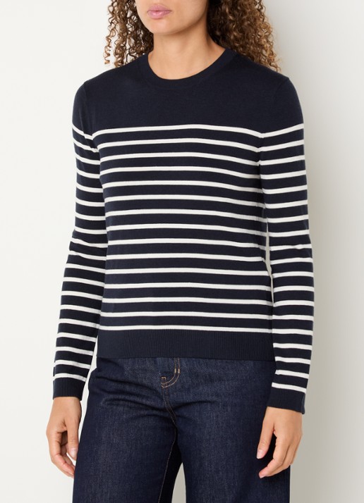 MaxMara Sicilia fijngebreide pullover in zijdeblend met ronde hals - detail 2 donkerblauw