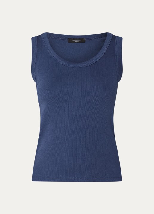 MaxMara Tank top met stretch - voorkant donkerblauw