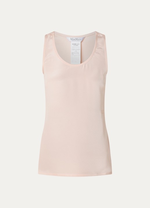 MaxMara Tanktop van zijde met logoborduring - voorkant 2 lichtroze