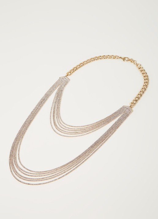MaxMara Veruska statement ketting met strass - voorkant 2 goud