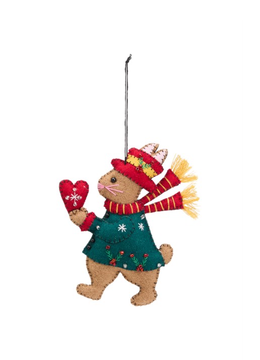 Meander Haas met hart en sjaal kersthanger13 cm