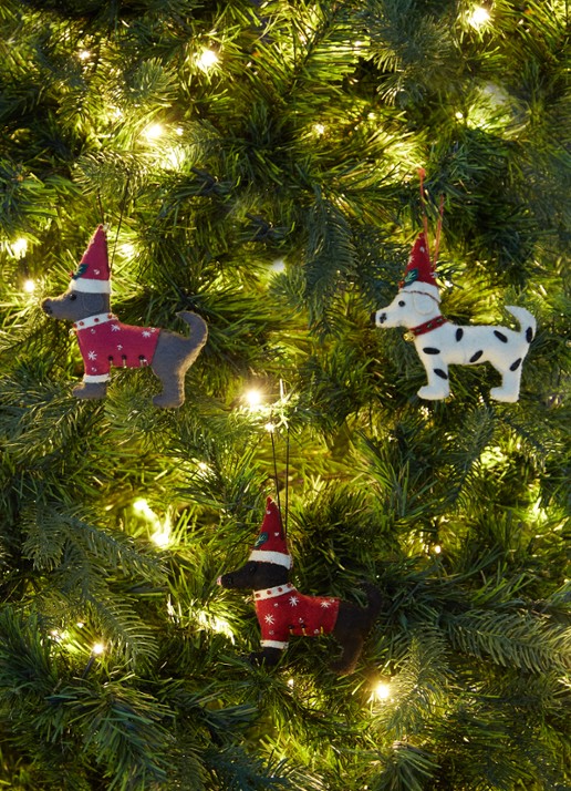 Meander Hond met trui en kerstmuts 12 cm - voorkant 2 rood