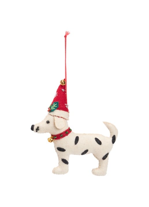 Meander Hond met trui en kerstmuts kersthanger 12 cm