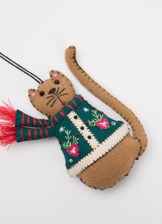 Meander Kat met sjaal 11 cm - detail 3 donkergroen