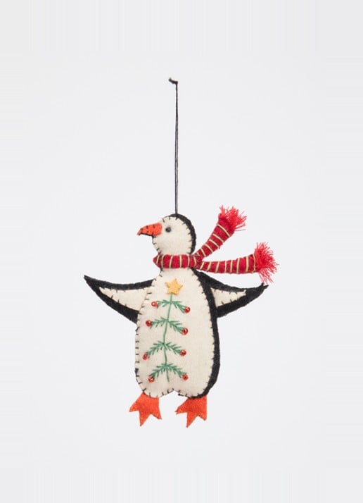 Meander Pinguïn met sjaal kersthanger 12 cm