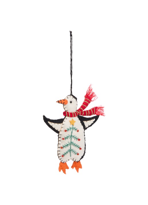 Meander Pinguïn met sjaal kersthanger 12 cm
