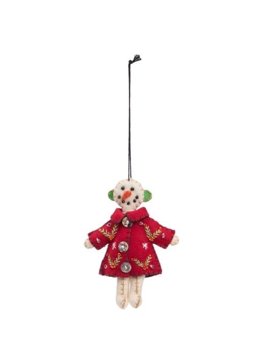 Meander Sneeuwpop met kerstjas 10,5 cm