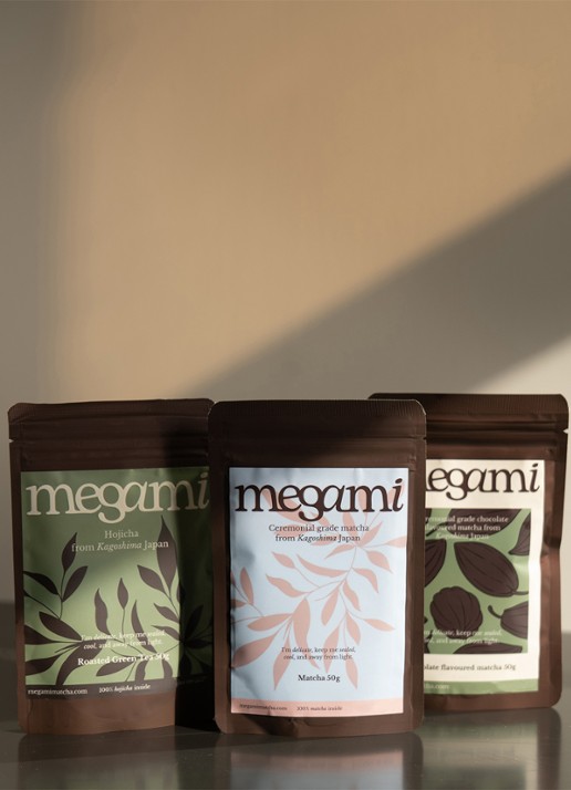 Megami Matcha 50 gram - achterkant bruin