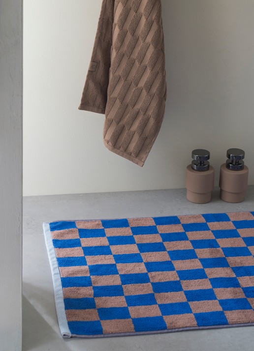Mette Ditmer Retro badmat - 550 gr/m2 - 80 x 50 cm - voorkant 3 kobaltblauw