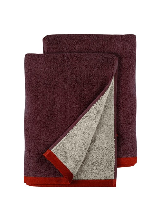 Mette Ditmer Soft gastendoek - 55 x 40 cm set van 2 - voorkant bordeauxrood