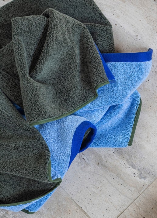 Mette Ditmer Soft gastendoek - 55 x 40 cm set van 2 - detail olijfgroen