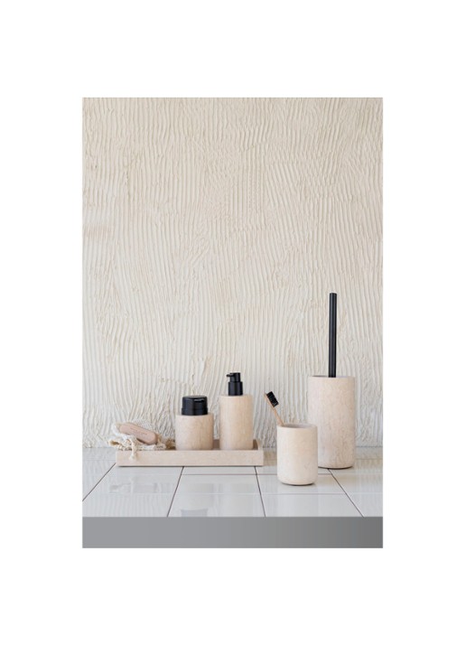Mette Ditmer Zeepdispenser low van marmer - detail 2 zand