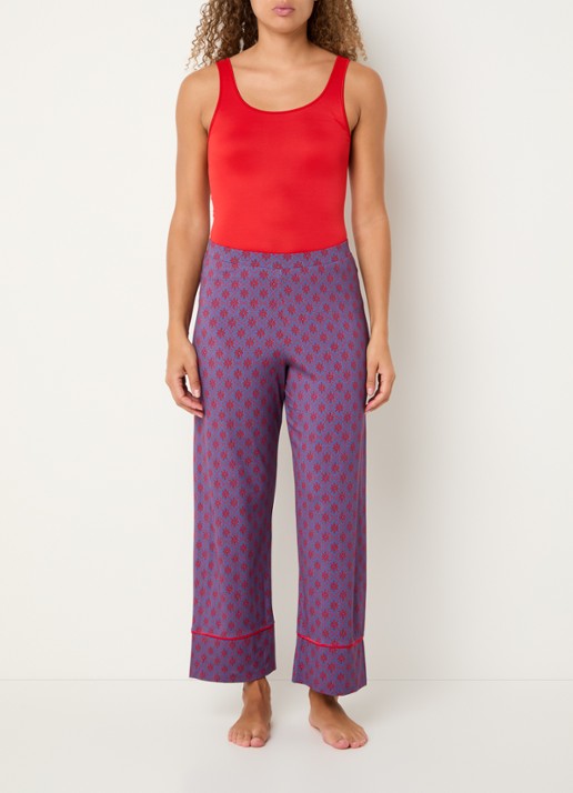 Mey High waist wide fit pyjamabroek met print - voorkant 4 paars