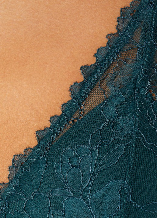 Mey Plunge bh met overlay van mesh - detail 4 donkergroen
