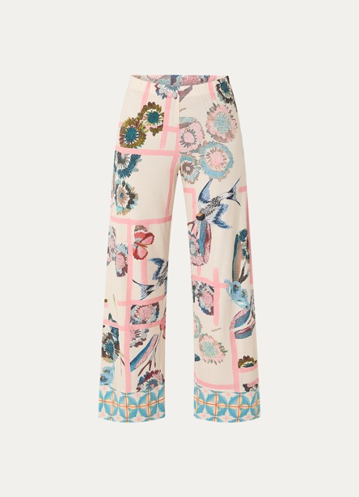 Mey Pyjamabroek met bloemenprint - voorkant 2 beige