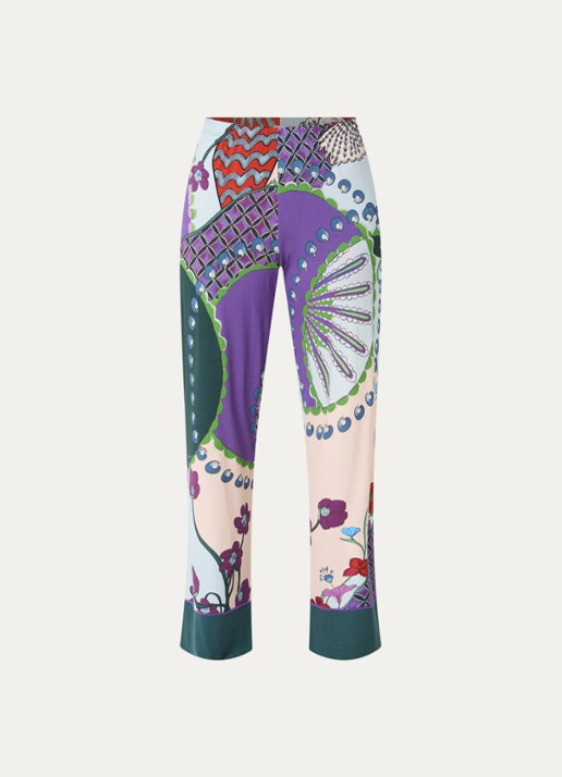 Mey Pyjamabroek met print - voorkant 3 zeegroen