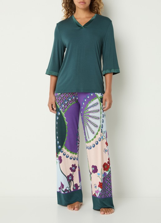 Mey Pyjamabroek met print - voorkant 4 zeegroen