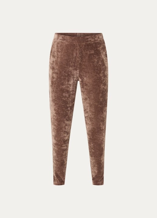Mey Pyjamabroek van fluweel met steekzakken - voorkant 3 lichtbruin