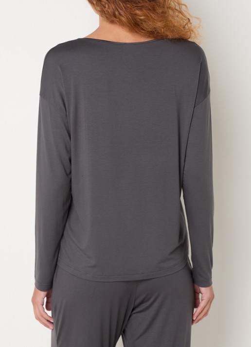 Mey Pyjamatop met ronde hals - achterkant middengrijs