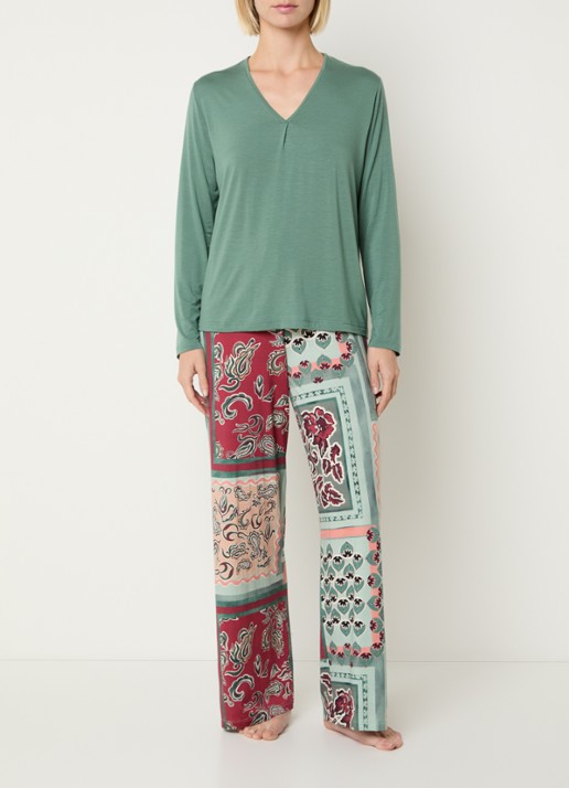 Mey Pyjamatop met V-hals - voorkant 4 zeegroen
