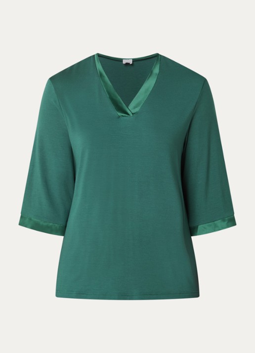 Mey Pyjamatop met V-hals - voorkant 3 donkergroen