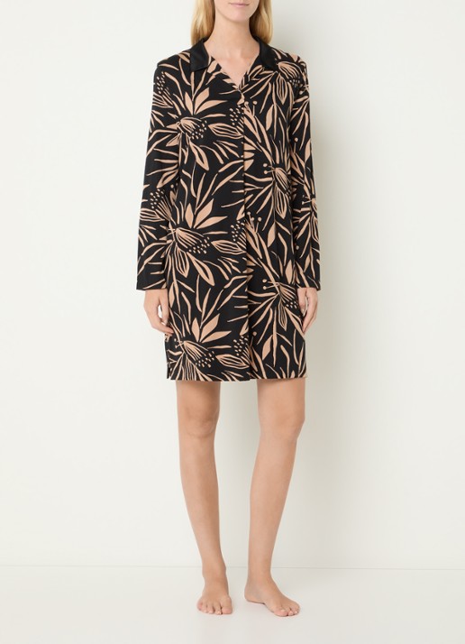 Mey Slipdress met print - voorkant 4 zwart