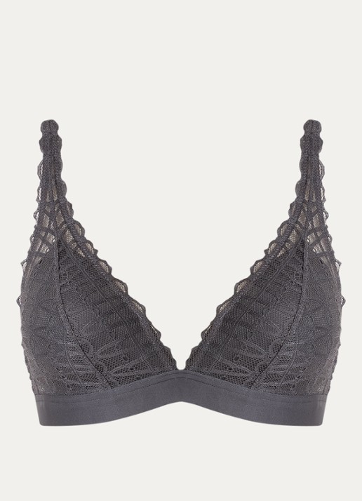 Mey Voorgevormde bralette met overlay van kant - voorkant 4 donkergrijs