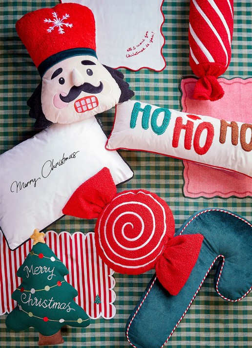 Mica Decorations Hohoho sierkussen 60 x 25 cm - voorkant 2 wit