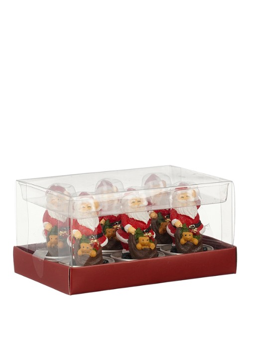 Mica Decorations Kerstman kaars 6,5 cm set van 6