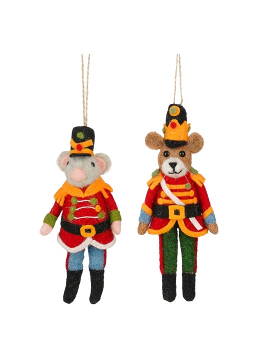 Mica Decorations Muis en beer kersthanger 17 cm set van 2