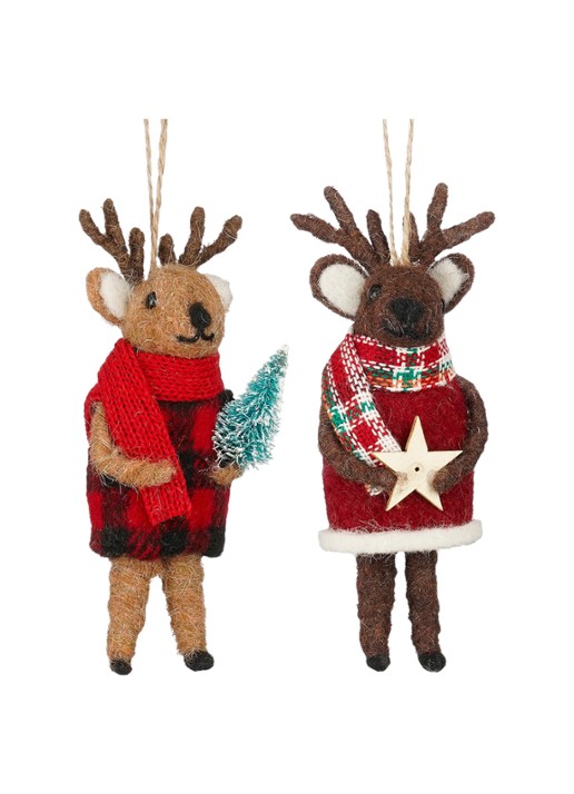 Mica Decorations Rendier kersthanger 14 cm set van 2