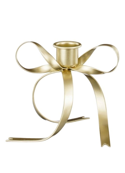 Mica Decorations Strik kandelaar 10 cm - voorkant goud