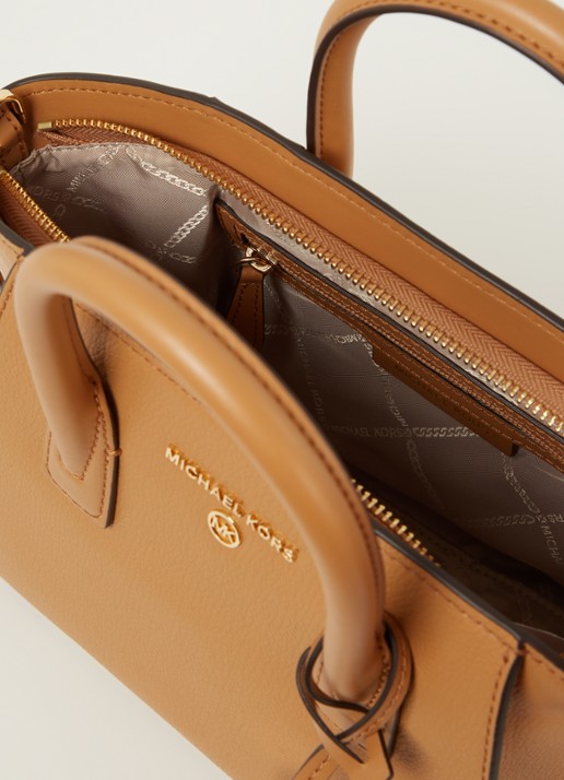 Michael Kors Avril Small handtas van leer  - detail cognac