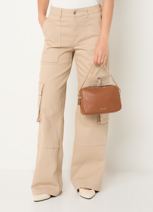 Michael Kors Bryant crossbodytas van leer met afneembare schouderriem - voorkant 4 oranjebruin