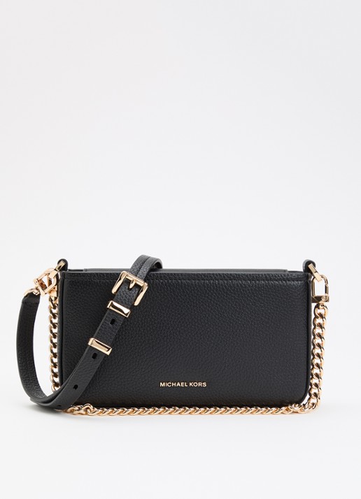 Michael Kors Bryant crossbodytas van leer met afneembare schouderriem - voorkant zwart