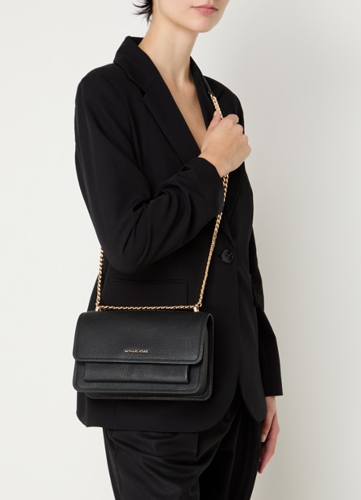 Michael Kors Claire Large crossbodytas van leer - voorkant 3 zwart