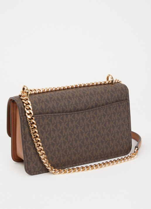 Michael Kors Claire Large schoudertas met logoprint - achterkant 6 bruin