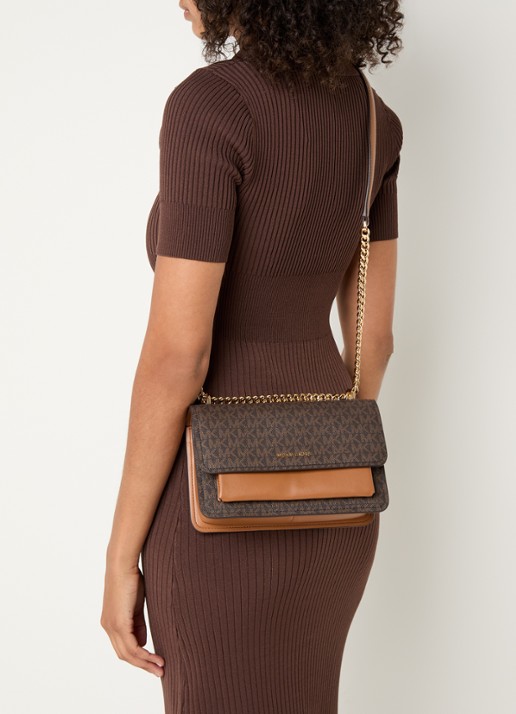 Michael Kors Claire Large schoudertas met logoprint - voorkant 5 bruin