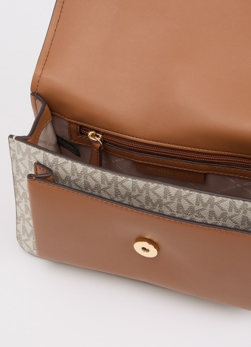 Michael Kors Claire schoudertas met logoprint en kettingdetail  - detail 3 gebroken wit