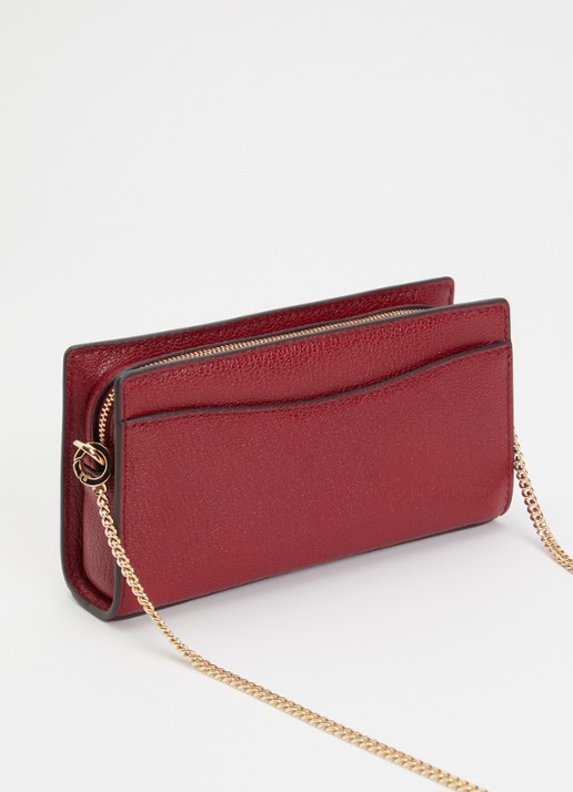 Michael Kors Clutch van leer met afneembare schouderriem - achterkant kersenrood