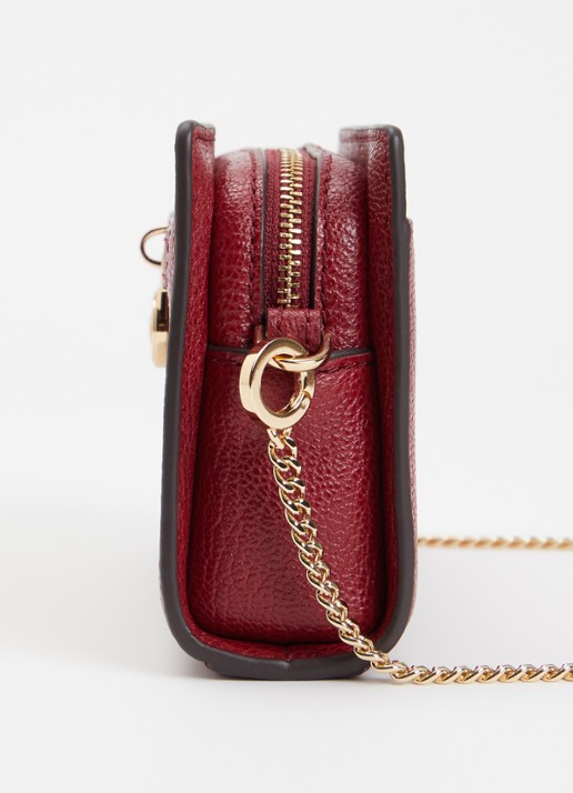 Michael Kors Clutch van leer met afneembare schouderriem - detail 4 kersenrood