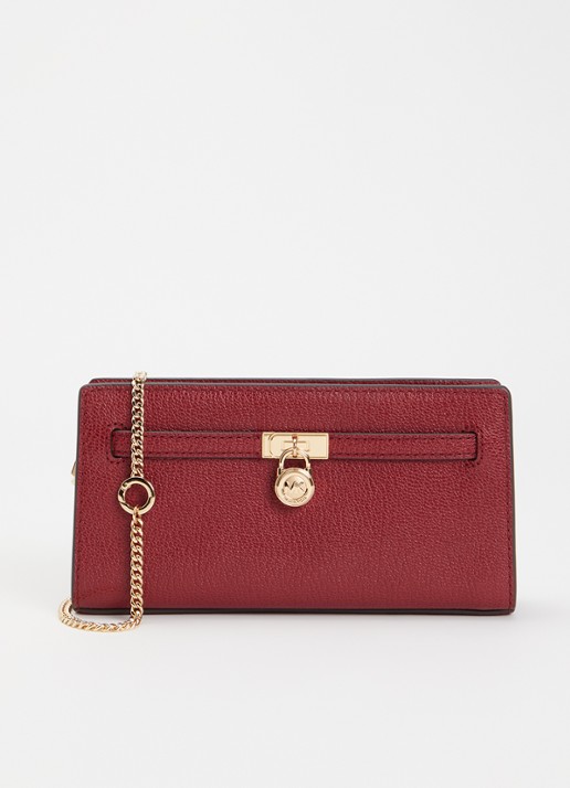 Michael Kors Clutch van leer met afneembare schouderriem - voorkant 2 kersenrood