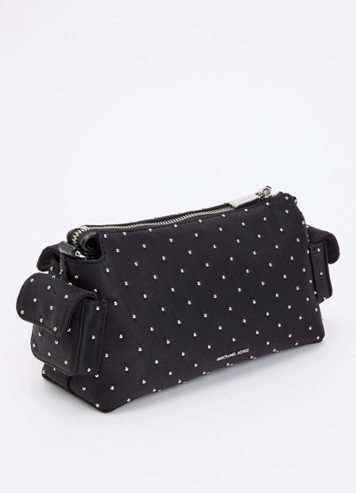 Michael Kors Dakota crossbodytas met studs en verstelbare schouderriem  - achterkant zwart