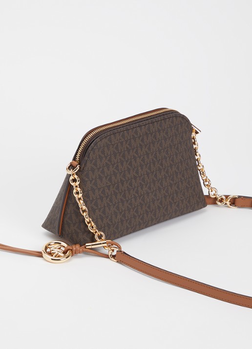 Michael Kors Freddie Small crossbodytas met logoprint en verstelbare schouderriem - achterkant 5 donkerbruin