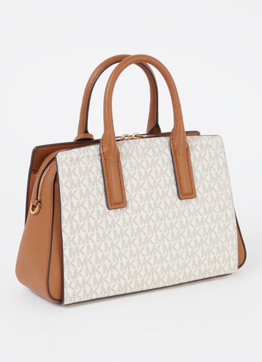 Michael Kors Handtas met logoprint en afneembare schouderriem - achterkant cognac